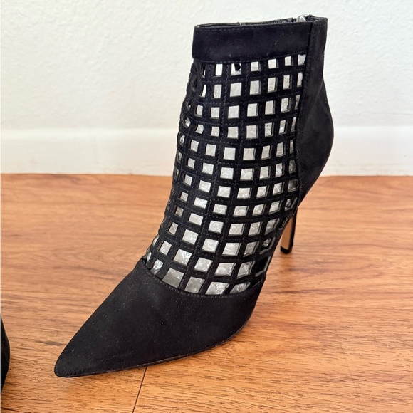 Aldo | Lavinia Black Suede Caged Stiletto Heels - Picture 5 of 8